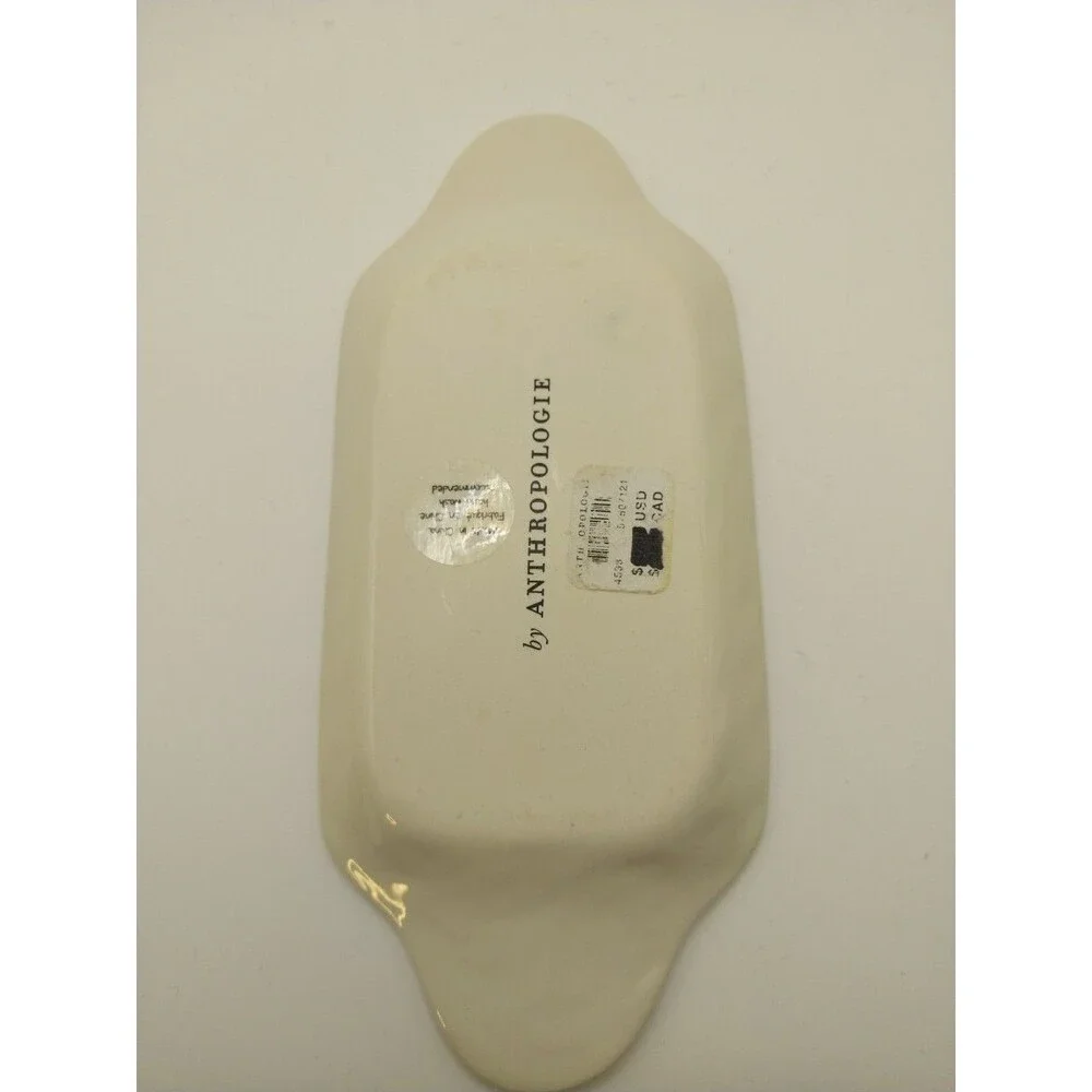 Anthropologie Floral Ceramic Salt and Pepper Tray Cream Serving Tray Tabletop